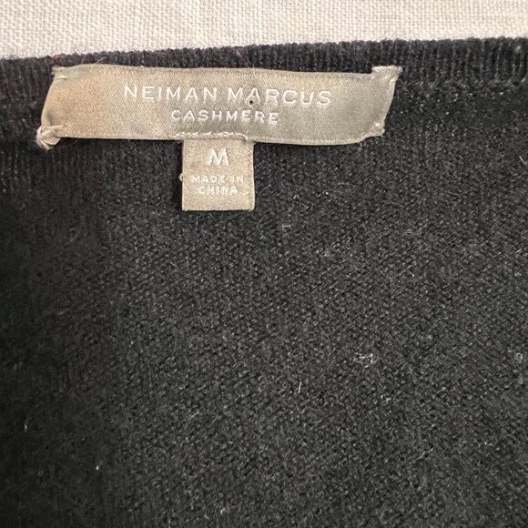 Neiman Marcus Women's Sweater Black Cashmere Open Front Size Medium - Picture 4 of 6